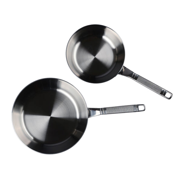 Stainless Steel Tri-Ply Frying Pans, Set of 2 - 20cm & 25cm