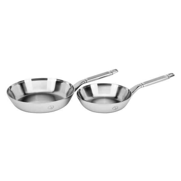 Stainless Steel Tri-Ply Frying Pans, Set of 2 - 20cm & 25cm