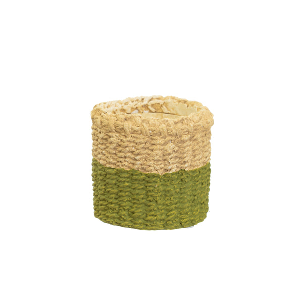 Mini Green Dip Cement Basket Planter