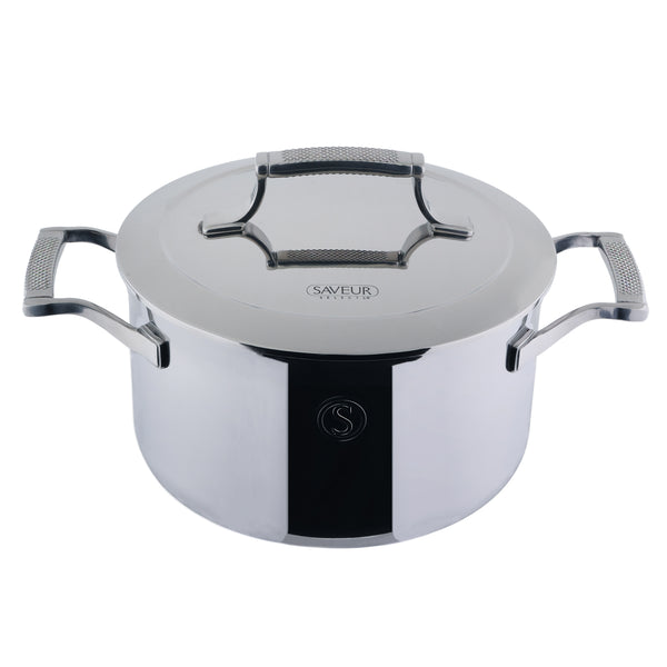 Stainless Steel Tri-Ply Casserole Pot 3.8L with Double Walled Insulating Lid - 22cm