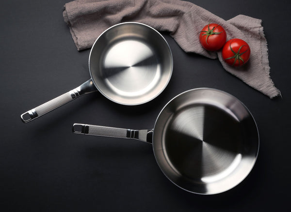 Stainless Steel Tri-Ply Frying Pans, Set of 2 - 20cm & 25cm